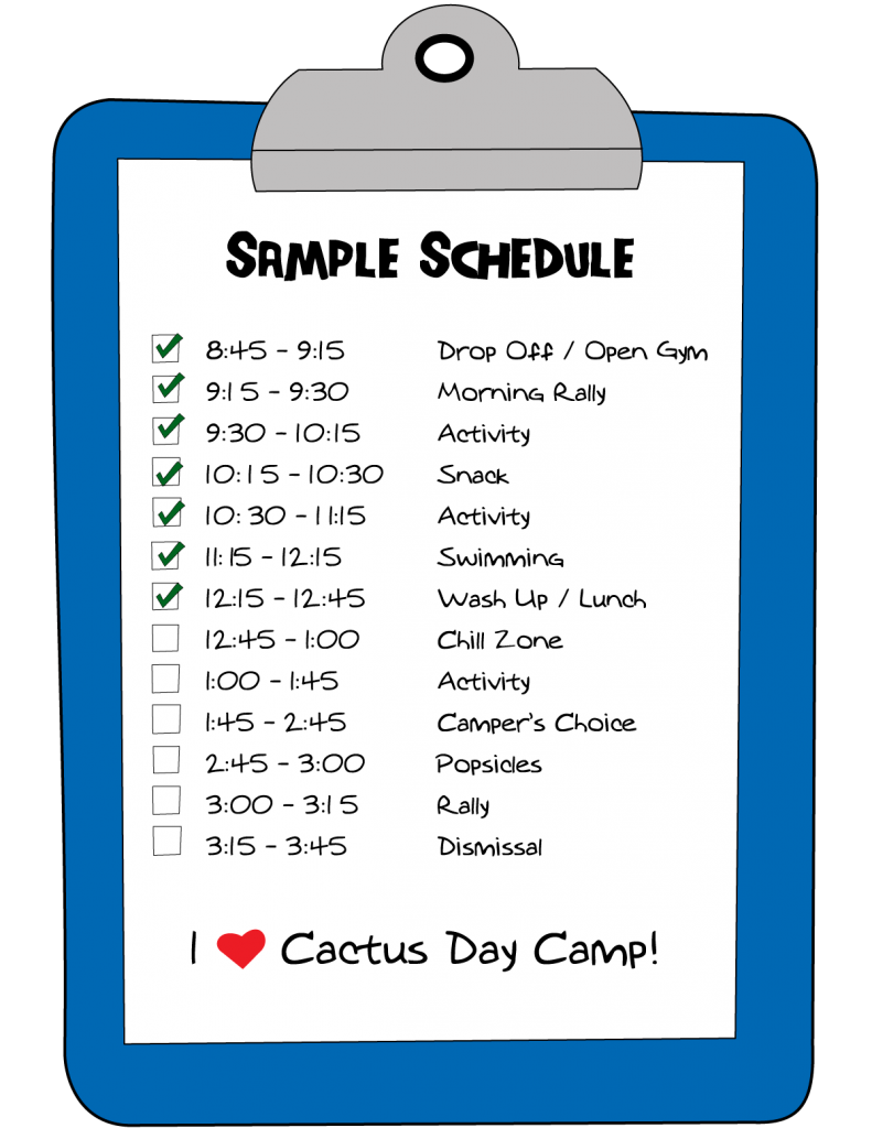 camp daily schedule template